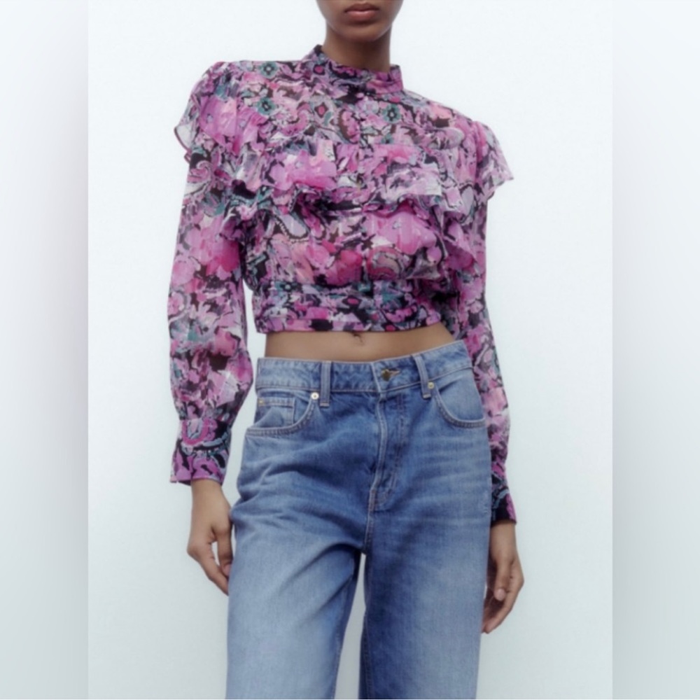 Zara Long Sleeve Crop Top size small nwt